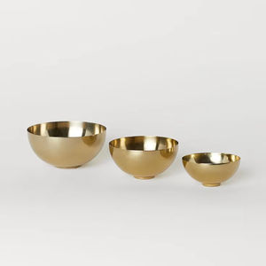 Ensemble de 3 bols en métal doré pour la maison, la cuisine, la salle à manger, grands, moyens et petits, bols décoratifs empilables, bols de service en métal modernes - Product Image 1