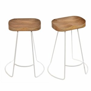 Silla de Bar de Diseño Industrial Moderno y Lujoso con Estructura Metálica y Asiento de Madera, con Reposapiés, Altura de Barra, para Cocina, Isla o Comedor - Product Image 3