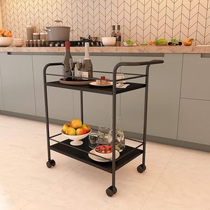 Premium Metal Serving Trolley with Wheels | Kitchen <b>Bar</b> Cart <b>Utility</b> Storage Trolley for Dining & Living Room - Product Image 3