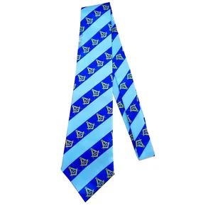 Corbata Masónica Clásica a Rayas Azules y Rojas 100% Seda y Gemelos a Juego, Regalia de Primera Calidad, Corbatas Masónicas Hechas a Medida para Hombre - Product Image 4