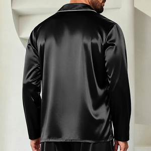 Ensemble de pyjama en satin à manches longues pour hommes, produit très vendu, pyjama long pour hommes, prix avantageux - Product Image 4