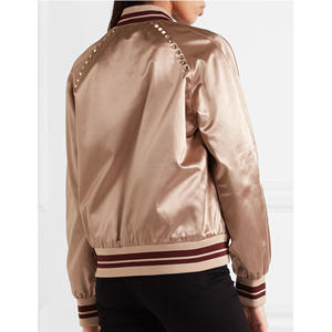 Bomber de baseball en satin de soie pour femmes, style hiver décontracté et personnalisé, vestes universitaires, veste bombardier en satin pour femmes pour les collèges et les écoles - Product Image 5