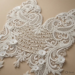 Graceful AZIZA FASHION DREAM 100% Polyester Lace <b>Fabric</b> Woven Statement Embroidered Panel for Curtains Medium <b>Weight</b> 100GSM - Product Image 4