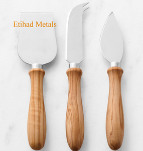 Premium <b>Cheese</b> Knife <b>Set</b> of 3 With Wooden Handle Olive Wood Handle <b>Cheese</b> <b>Set</b> - Product Image 4