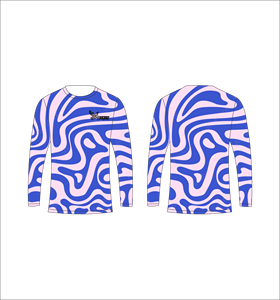Camiseta de Manga Larga Sublimada Personalizada, Diseño de Espiral Rosa y Azul, Cuello Redondo, Ropa Deportiva de Alto Rendimiento, Ropa Deportiva al por Mayor - Product Image 1