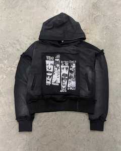 Factory Custom Men's 100% Cotton 450GSM Flees Heavyweight screen print With Rhinestone and Sun Fade Pullover Hoodie For Unisex - Product Image 1