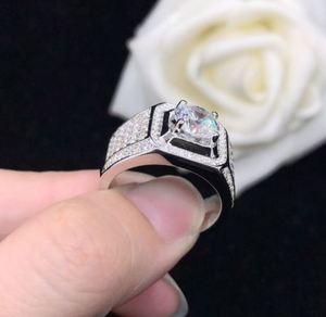 Anillo Unisex de Moissanita de 1.5 Quilates con Engaste de Garras, Certificado, Plata de Ley 925 Bañada en Oro Blanco, Anillo de Boda, Color D, VVS, Lujo para Fiestas - Product Image 2