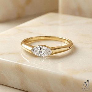 Anillo de Compromiso y Boda Clásico Minimalista con Moissanita Corte Marquesa Chapado en Oro Rosa para Mujer - Product Image 2