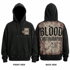 เสื้อฮู้ดดี้ปักลายกราฟิกสีน้ำเงินฟอก ทรงโอเวอร์ไซส์ สไตล์สตรีทแวร์ สำหรับผู้ชาย ตกแต่งด้วยคริสตัล ผลิตโดยโรงงานเสื้อผ้า - Product Image 2