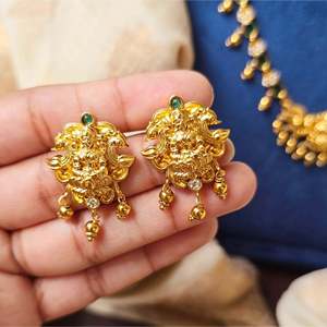 Green Kemp Lakshmi Regular Alloy with Gold Plating Oxidized Polish Necklace Set-Fashion Jewelry - Product Image 3