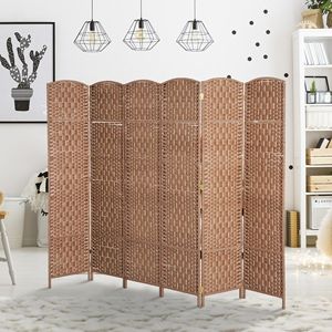 Divisorio per Stanza in Vimini Artigianale a 6 Pannelli, Alto 6 Piedi, Leggero, Tradizionale, Pieghevole, per Separare la Sala da Pranzo, Naturale - Product Image 2