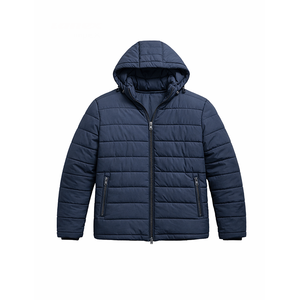 Veste matelassée d'hiver pour homme, à capuche, légère, chaude, zippée, décontractée, coupe-vent, bleu marine - Product Image 2