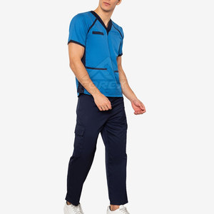 Tenue médicale infirmière avec haut à col en V et pantalon droit – Uniforme d'hôpital confortable pour usage quotidien - Product Image 2