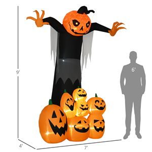 Decorazione Gonfiabile Gigante per Halloween a Forma di Zucca e Fantasma, 2,7 m, per Esterni - Product Image 3