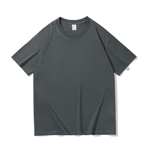 Camiseta de Hombre Azul Sólido con Cuello Redondo, Manga Corta, 100% Algodón, Corte Holgado, Estilo Casual Urbano, Transpirable, Tejido de Punto, Teñido Liso - Product Image 3