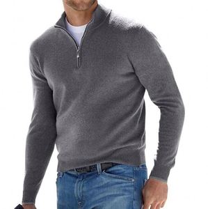 Suéter de Punto Blanco para Mujer, Cuello Alto, Cierre de Cremallera, Manga Larga, Casual, Invierno, Color Sólido, 100% Algodón, Corte Regular - Product Image 4