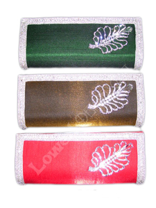 <b>Red</b> Velvet Envelope Clutch With Silver Beaded Leaf Decoration Chain Strap Evening Party Bag - Product Image 4