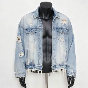 Wholesale Clothing Manufacturer Men's Autumn Plaid Jackets Custom Solid Color <b>Jeans</b> High Quality Casual Blank Outwear 100% - Product Image 5