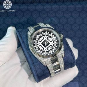 Montre de Luxe pour Homme Charm Jewels en Acier Inoxydable, Boîtier 40mm, Analogique Mécanique, Lunette Diamantée, Bracelet en Acier Inoxydable 20cm, Étanchéité 10 Bar - Product Image 4