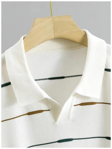 เสื้อยืดโปโลคอวี แขนสั้น ลายเส้น สำหรับผู้ชาย ฤดูใบไม้ผลิ ฤดูร้อน ผ้าไม่หด ใส่สบาย ระบายอากาศได้ดี - Product Image 6