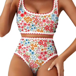 OEM ODM Custom Logo Women's Two Piece Strapless Casual <b>Set</b> Solid <b>Knitted</b> Polyester Cotton Summer Fashion Crop Top Wide Leg - Product Image 1