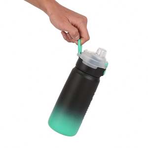 Bouteille d'eau sport portable personnalisée en acier inoxydable de 550 ml avec double couvercle et paille, vente en gros - Product Image 2