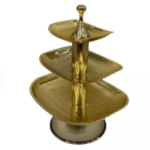 Attractive Design Metal Cake Stand With Antique Color for Birthday Party Celebration Vintage Rounded Cake Platter Two Tier - Product Image 5