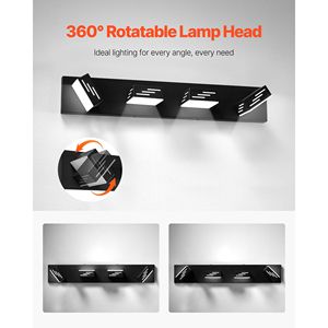 Lampada da Parete per Bagno a 4 Luci LED Cromata Moderna, 25,59 Pollici, Nera, Illuminazione per Specchio IP44 Resistente all'Acqua - Product Image 4