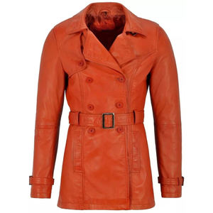 Manteau long d'hiver en cuir pour femme, veste tendance, texture douce, adapté aux tenues quotidiennes et au confort - Product Image 2