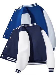 Boys' Baseball Collar Jacket with Button Front & Pockets Warm Winter Outerwear Suitable School Uniforms Machine-Washable Button - Product Image 2