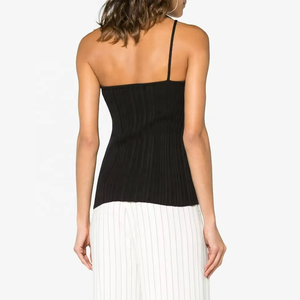 Tops de punto acanalados negros de verano personalizados, camisolas sexys de punto para mujer, chaleco de suéter de punto - Product Image 4