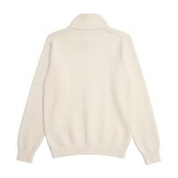 Kardigan Pria Kerah Tegak Kancing Depan Bahan Campuran Akrilik Wol Lengan Panjang Sweater Logo Kustom Bermerek Kardigan Pria