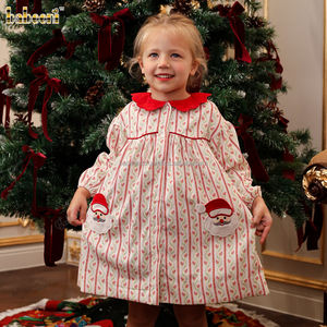 Wholesale Girls Corduroy <b>Christmas</b> <b>Dress</b> with Santa Pocket ODM OEM Smocked <b>Dress</b> for Children Made in Vietnam-DR4296 - Product Image 3