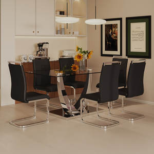 ชุดโต๊ะอาหารกระจกนิรภัยคุณภาพสูง เก้าอี้โลหะสไตล์นอร์ดิกทันสมัย โต๊ะอาหารแบบกำหนดเองได้ สำหรับใช้ในบ้านและโรงแรม - Product Image 2