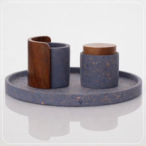 Último modelo de juego de bandeja y quemador de incienso (Bakhoor/Mabkhara/Mubkhar) de resina y madera con acabado pulido, para Ramadán, Eid y festividades, de estilo moderno. - Product Image 1