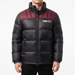Wholesale High Quality Color Block Winter Puffer Jacket For Men Quilted Stand Collar Warm <b>Padded</b> <b>Coat</b> Full Zip Pocket Jacket - Product Image 1