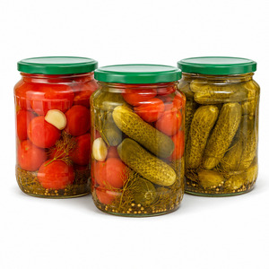 Factory Price Hot Sale Tasty <b>Pickled</b> Assorty Whole Unpeeled Cucumber and Tomato Packed in 720ml Mason <b>Jar</b> - Product Image 1