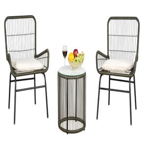 Traditional Outdoor Wicker Chair <b>Set</b> 3 Pieces Park Hotel Villa Balcony Garden <b>Patio</b> Courtyard & Apartment - Product Image 1