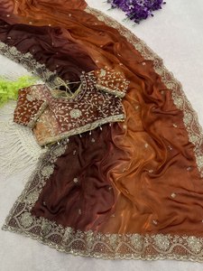 Premium Reglance for <b>Satin</b> Padding Saree 3mm Sequin Embroidery Heavy Border All Butti Fully Stitched Jhal Work <b>Blouse</b> - Product Image 4