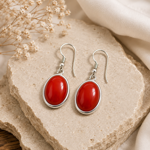 Natural Red Onyx Oval Charm Earrings 925 <b>Sterling</b> <b>Silver</b> Bezel Set Gemstone Ear <b>Wire</b> Handmade Engagement Jewelry for Women - Product Image 5