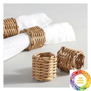 Anneau de serviette en rotin fait main, vaisselle de style côtier pour les repas en plein air, les pique-niques, les événements, les restaurants, les complexes hôteliers et l'hôtellerie - Product Image 2
