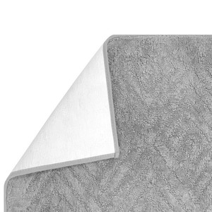 Modern Geometric Pattern Cotton Bath <b>Mat</b> <b>Set</b> 2-Piece Rectangle Non-Slip Rubber Backing Tufted Gray <b>Bathroom</b> Rug for Home Use - Product Image 3