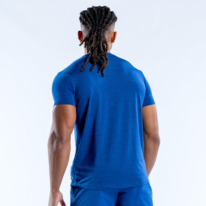 Nouvel Arrivage en Gros – T-shirt de Course Homme Bleu Tempête – T-shirt de Sport Haute Qualité à Manches Courtes Léger avec Piping Réfléchissant - Product Image 5