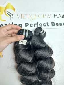 มัดผมมนุษย์ลอนหลวมธรรมชาติผมลอนแบบสองชั้นทำจากเวียดนามไม่พันกัน - Product Image 5