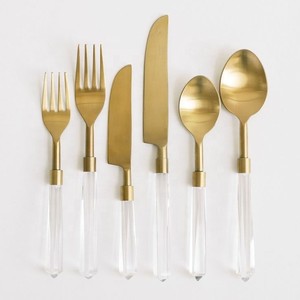Ensemble de couverts de style européen avec manche en résine, design osseux, finition miroir, durable, pour mariage, hôtel, restaurants, vaisselle de table - Product Image 3