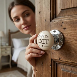 Bouton de meuble rond moderne en céramique avec base chromée au design épuré pour poignées de meubles de chambre, cuisine et salle de bain - Product Image 1