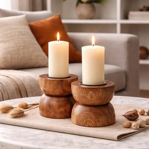 Support de bougie en bois artisanal, décoration de table, accent rustique, centre de table fait main, décoration d'intérieur, cadeau de Noël, décoration de mariage - Product Image 1