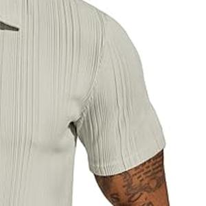 Polo Guayabera bleu saphir, style cubain, en coton, pour homme, prix fabricant, envoyé par Dress Sports - Product Image 3