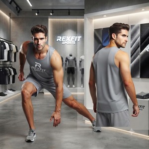 REXFITSPORTS 2026 Camiseta Deportiva Personalizada para Hombre, Camiseta sin Mangas Transpirable para Gimnasio, Chaleco de Entrenamiento Físico de Marca Privada - Product Image 3