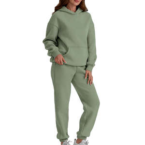 Conjunto de Sudadera con Capucha de Dos Piezas para Mujer, 100% Algodón Ecológico, Estilo Urbano, Hombros Caídos, Corte Holgado, Deportivo - Product Image 3